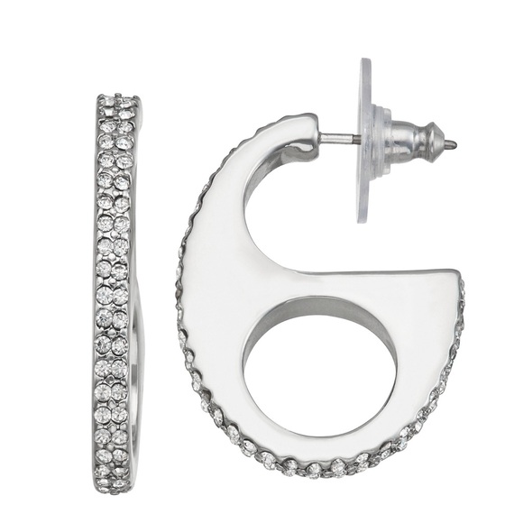 Vera Wang Jewelry - ✨ Vera Wang Rhinestone Hoop Earrings 28mm Silver Tone NWT Sparkly